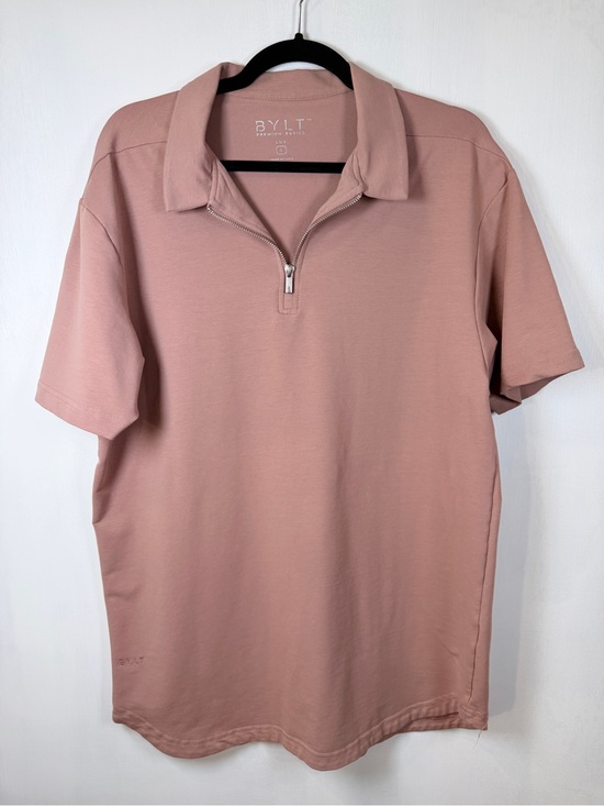 BYLT Basics Other - BYLT Premium Basics LUX Men’s Short-Sleeve Zip Front Polo Dusty Rose Sz L